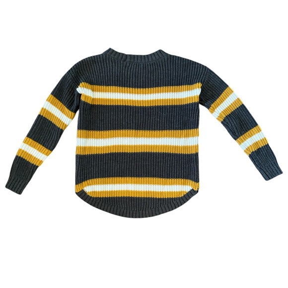 Grey/Yellow Striped Knit Sweater - Picture 5 of 10